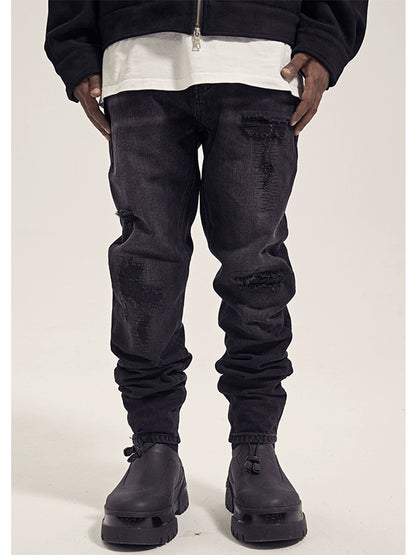 Untold Retro Grind-Washed Slim Ripped Jeans
