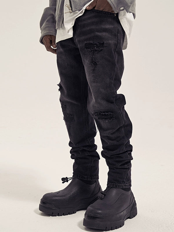 Untold Retro Grind-Washed Slim Ripped Jeans