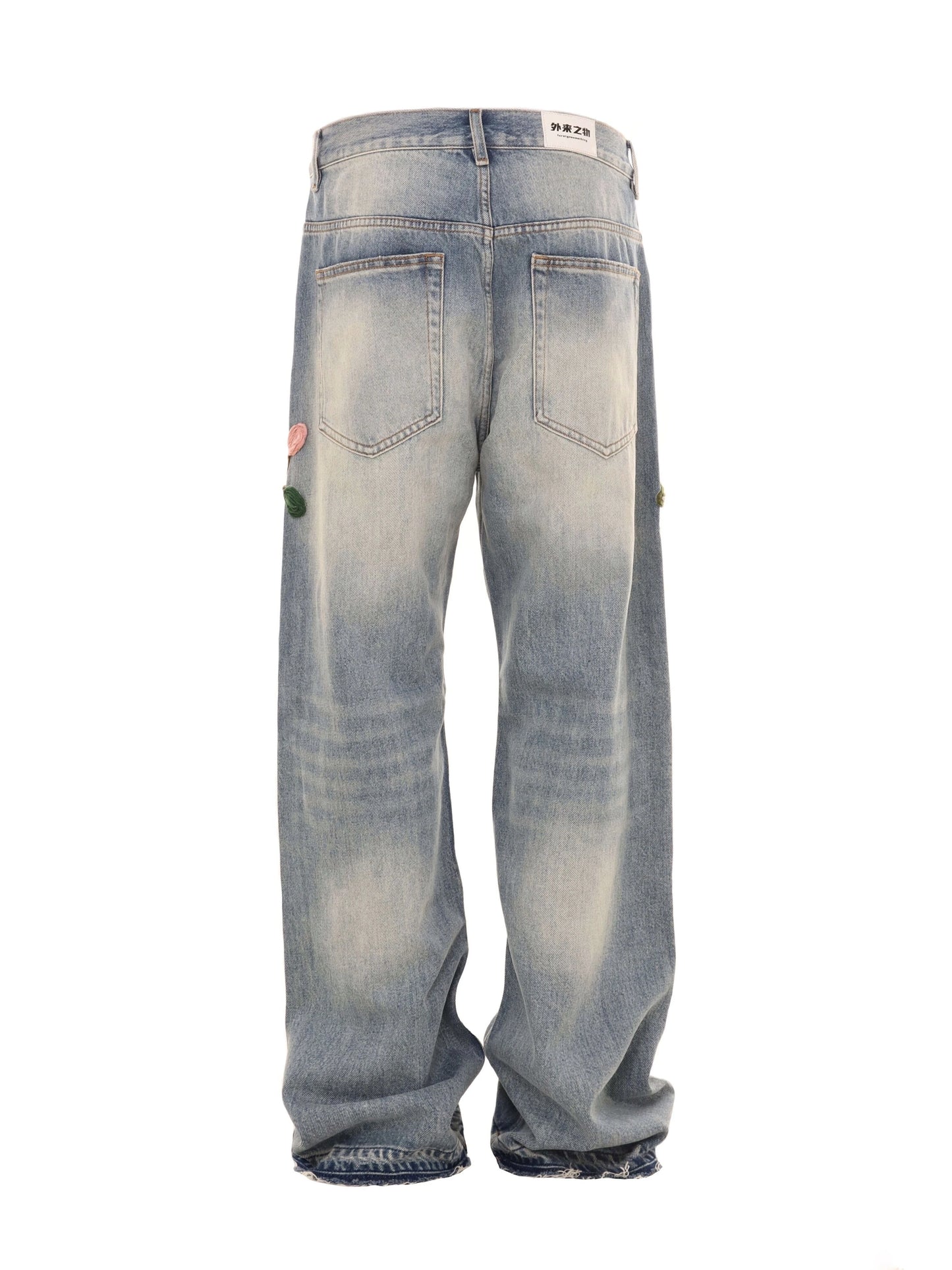 Untold Unisex Crochet Embroidered Straight Jeans