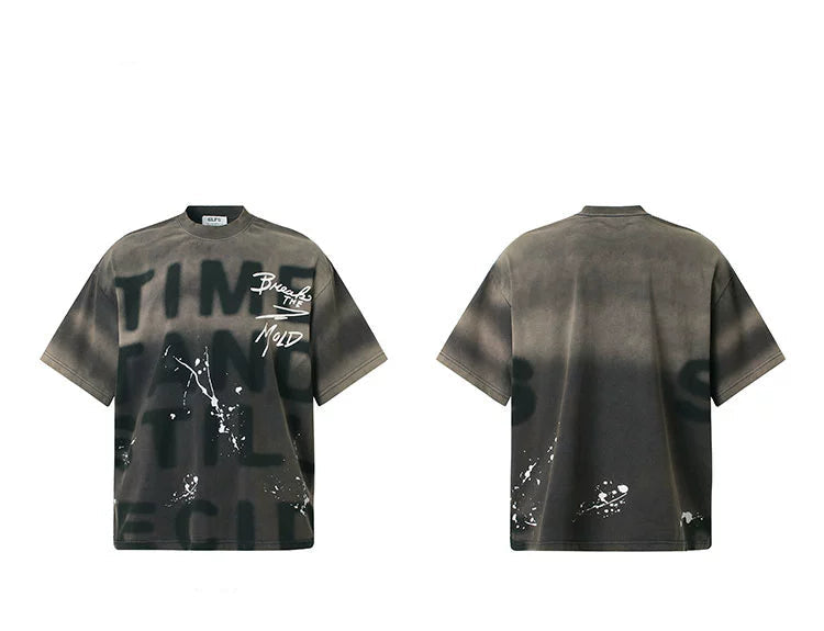 Ink Splash Letter Print T-Shirt