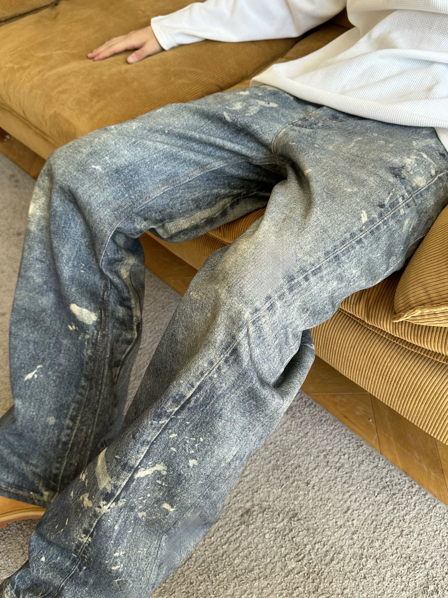 Untold Vintage Digital Splash Bootcut Denim Trousers