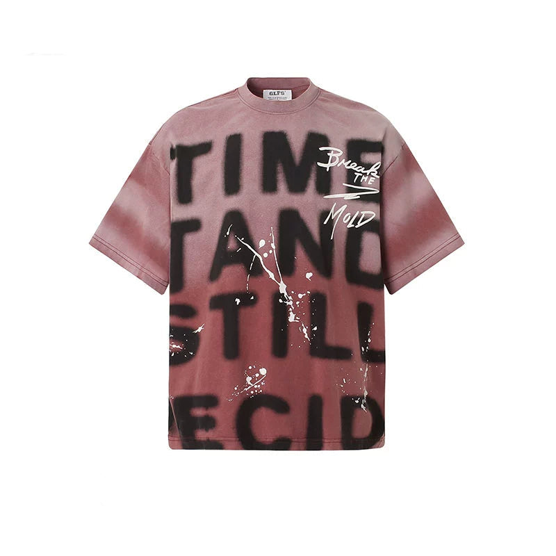 Ink Splash Letter Print T-Shirt