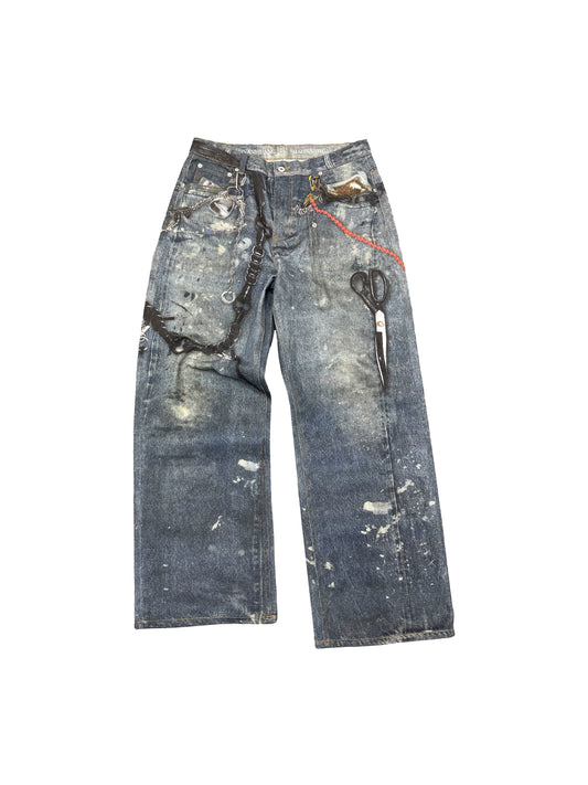 Premium Untold Graffiti Distressed Baggy Jeans