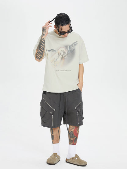 Angel Noise Print Vintage T-Shirt