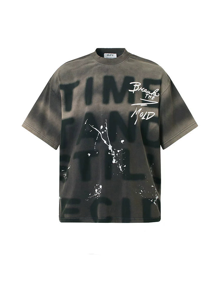 Ink Splash Letter Print T-Shirt