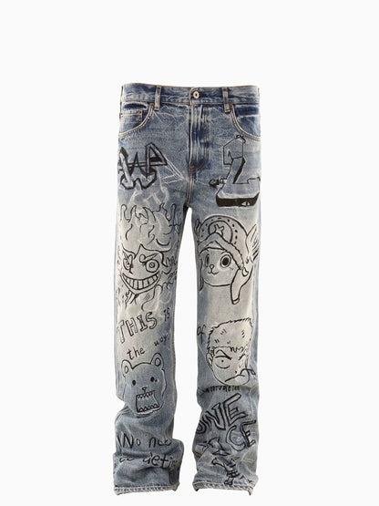 Untold Graffiti Anime Straight-Leg Jeans