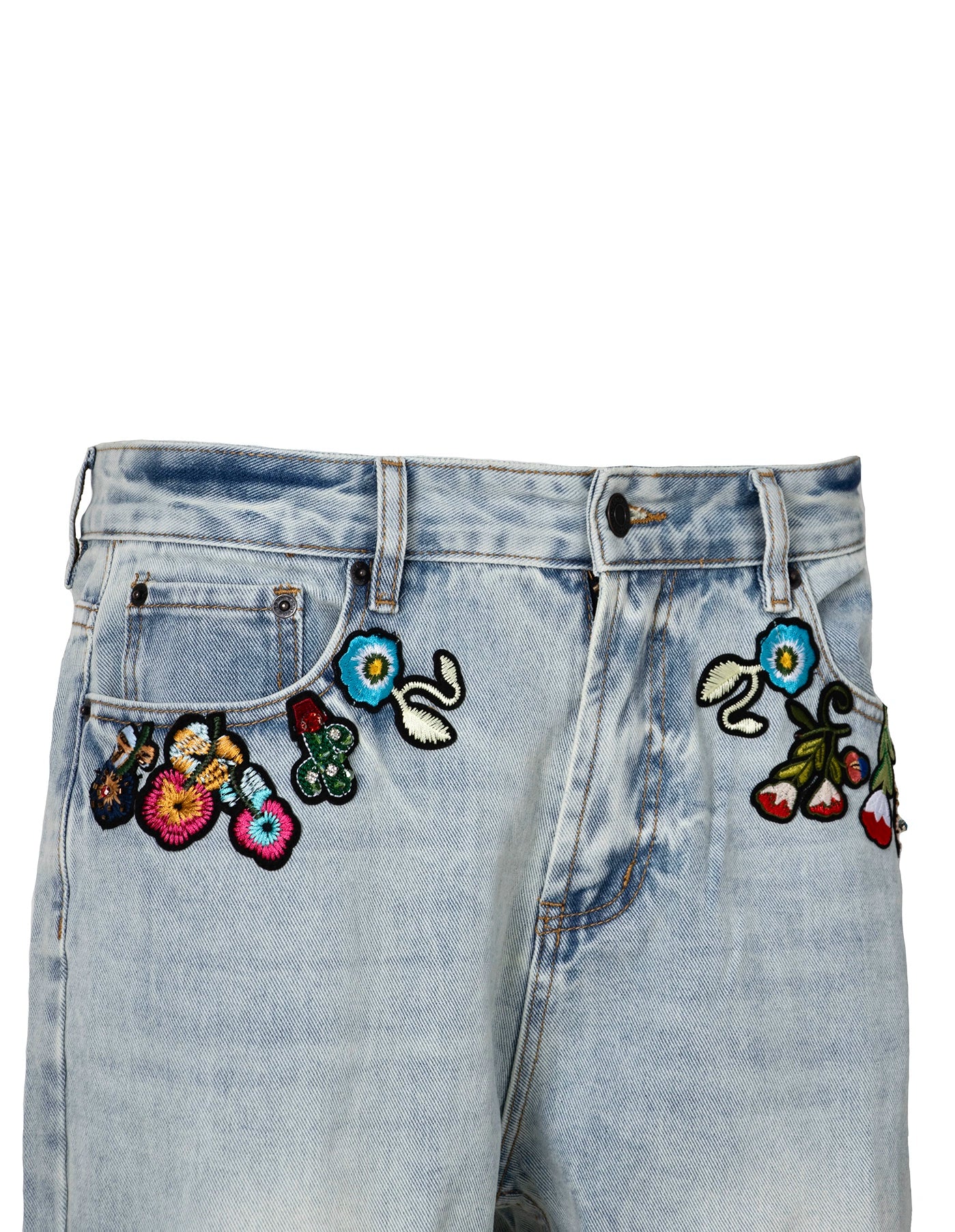 Untold Botanical Embroidered Straight Jeans