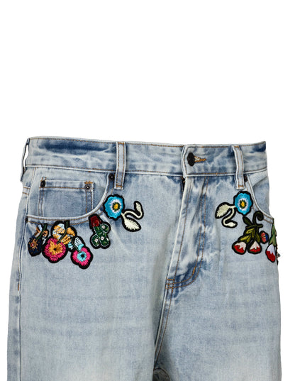 Untold Botanical Embroidered Straight Jeans