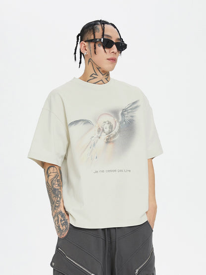 Angel Noise Print Vintage T-Shirt