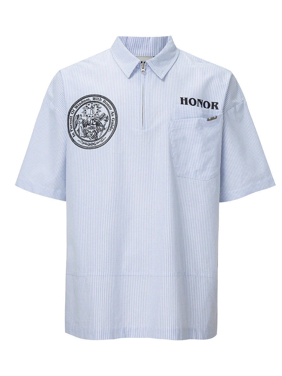 Summer Vertical Striped Short Sleeve Shirt