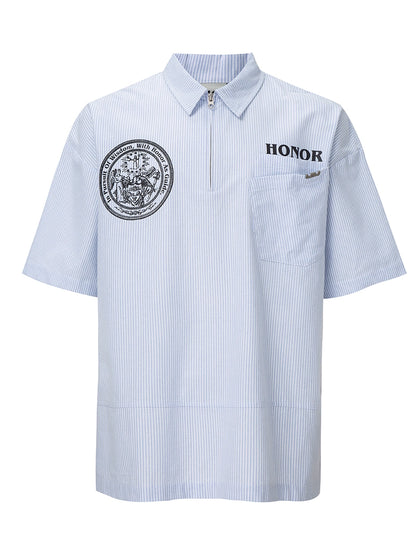 Summer Vertical Striped Short Sleeve Shirt