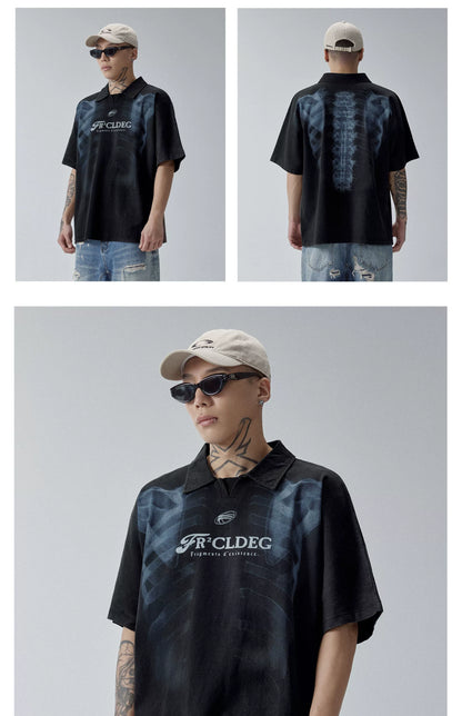 F2Center Heavy Washed Old Polo Shirt