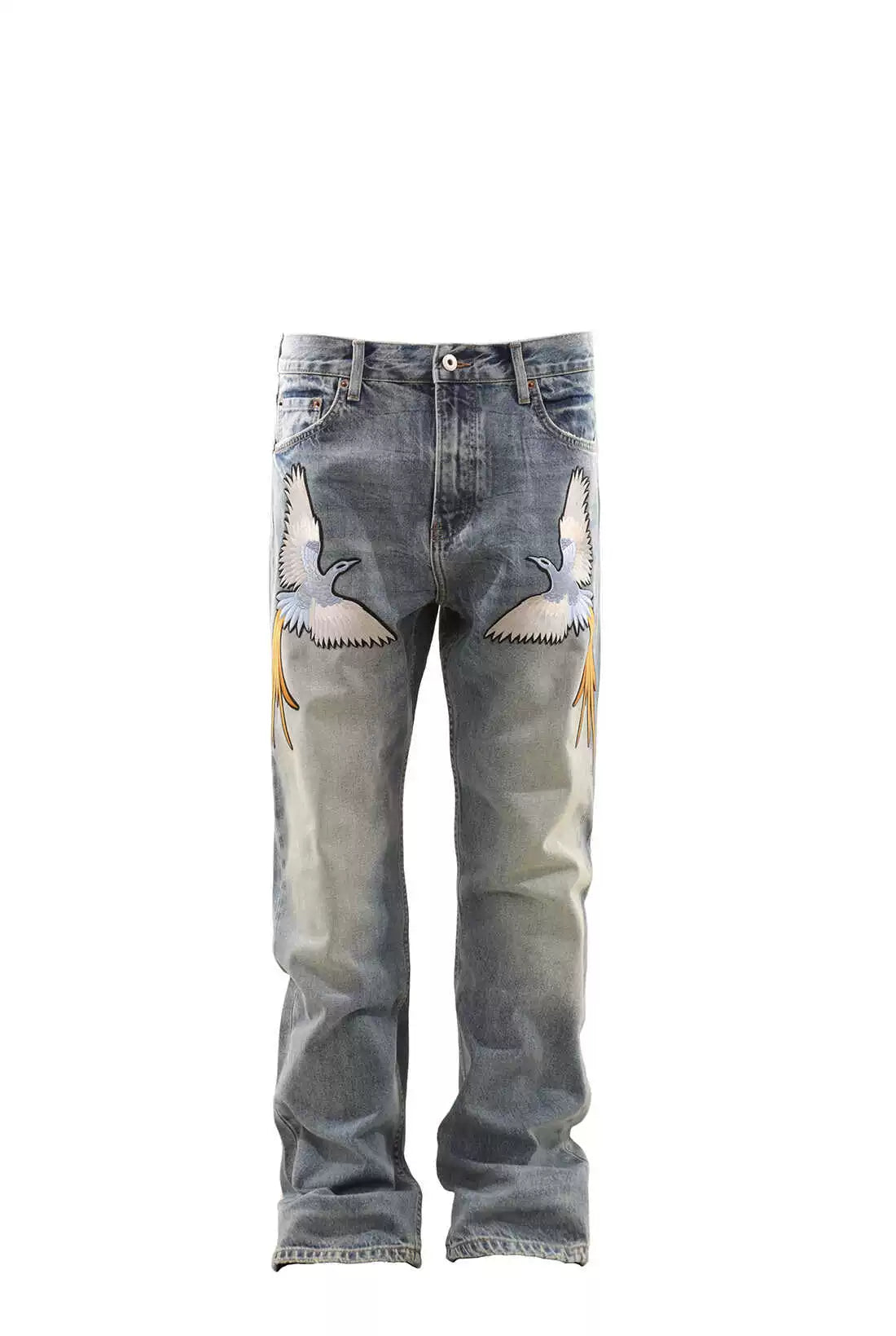 Untold God Bird Embroidered Bootcut Jeans