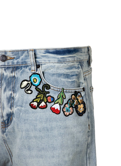 Untold Botanical Embroidered Straight Jeans