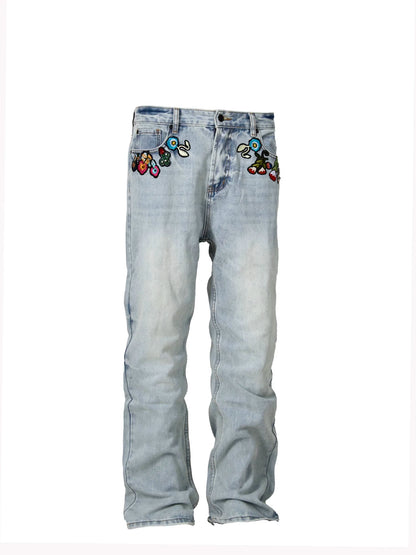 Untold Botanical Embroidered Straight Jeans