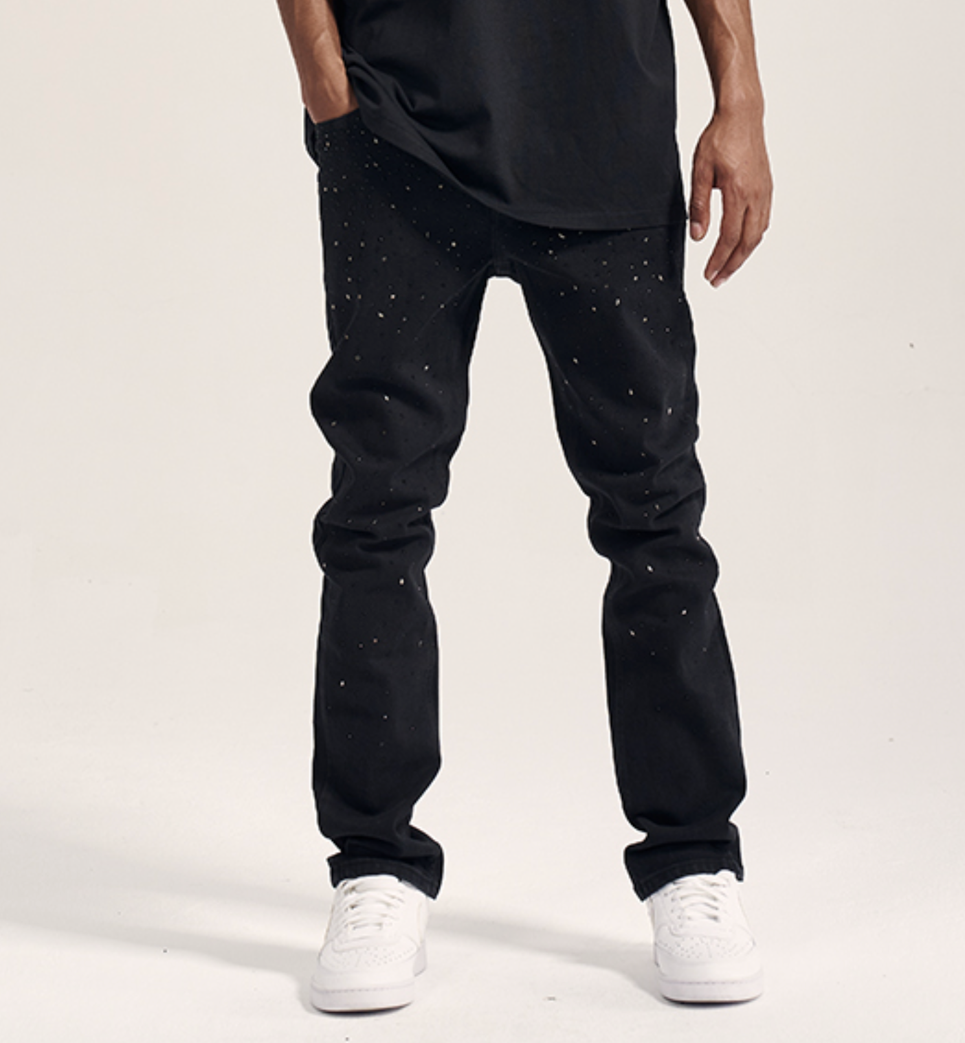Untold Black Rhinestone Slimfit Jeans