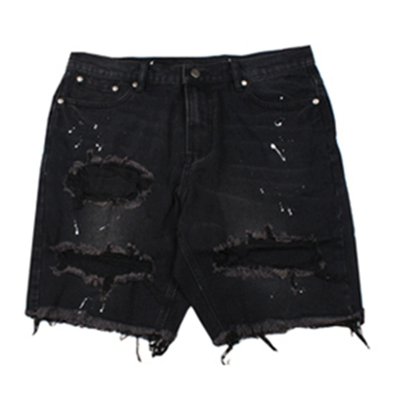 Distressed Holes Denim Shorts