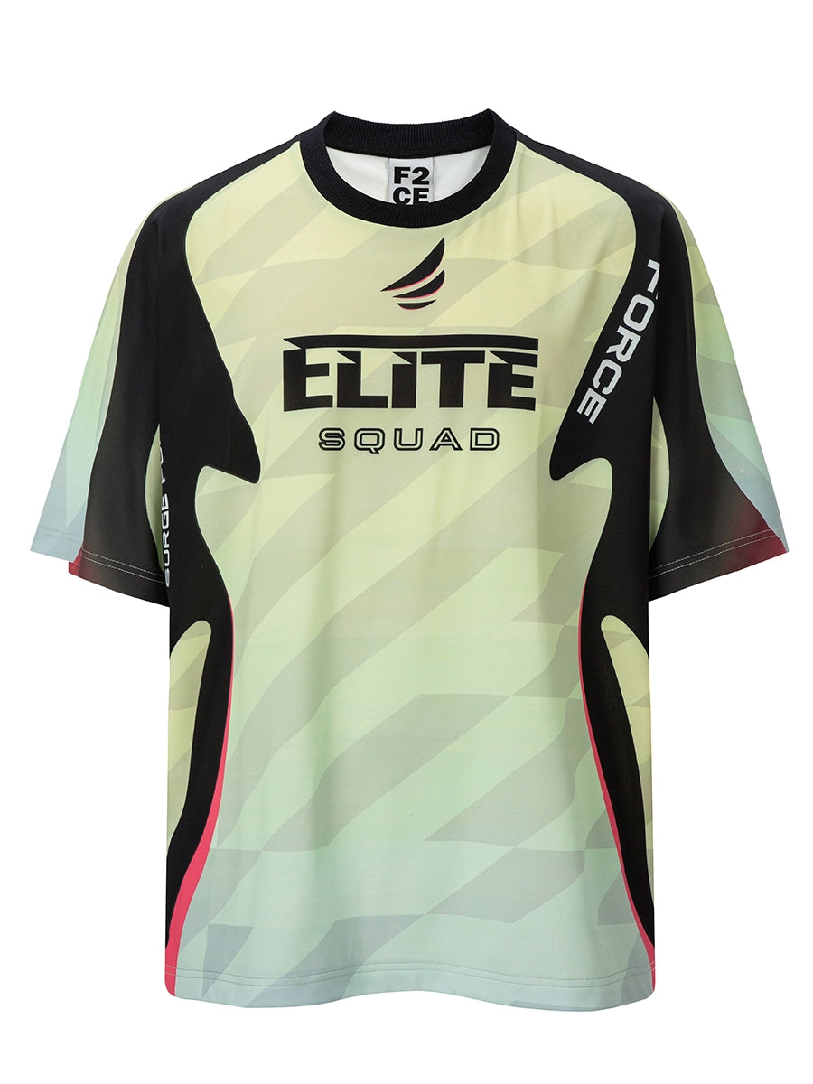 Contrasting Printed Racing Jersey