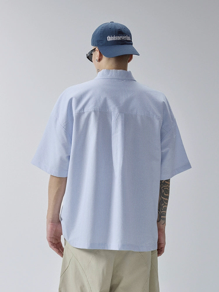 Summer Vertical Striped Short Sleeve Shirt