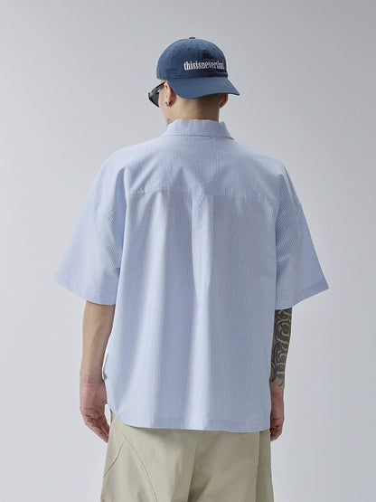 Summer Vertical Striped Short Sleeve Shirt