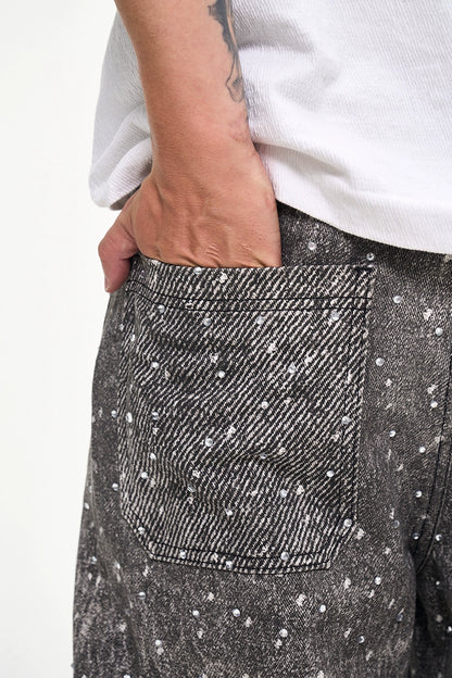 Untold Diamond Washed Distressed Straight Jeans