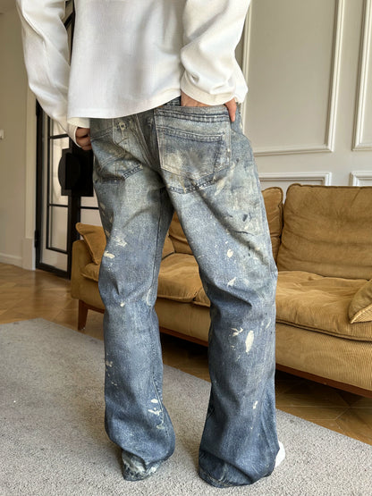 Untold Vintage Digital Splash Bootcut Denim Trousers
