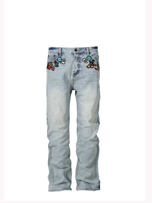 Untold Botanical Embroidered Straight Jeans