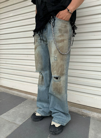 Untold Ripped Mud Bootcut Jeans