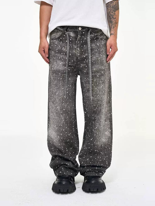 Untold Diamond Washed Distressed Straight Jeans