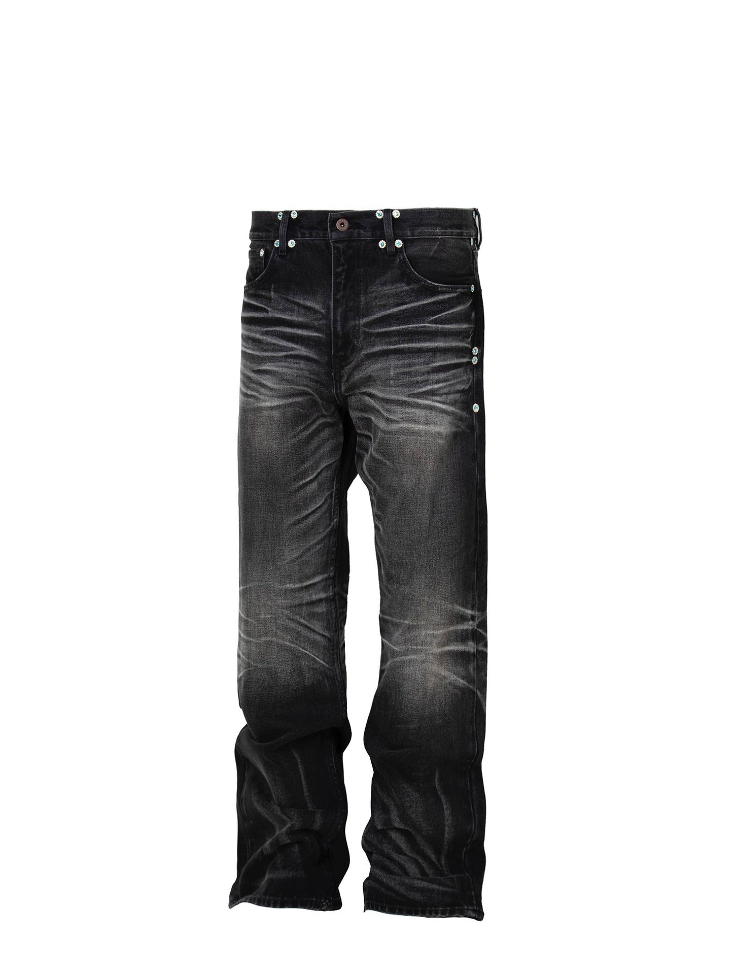 Untold Crepe Rhinestone Straight-Leg Jeans