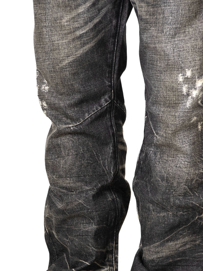Untold Heavy Washed Distressed Straight Jeans