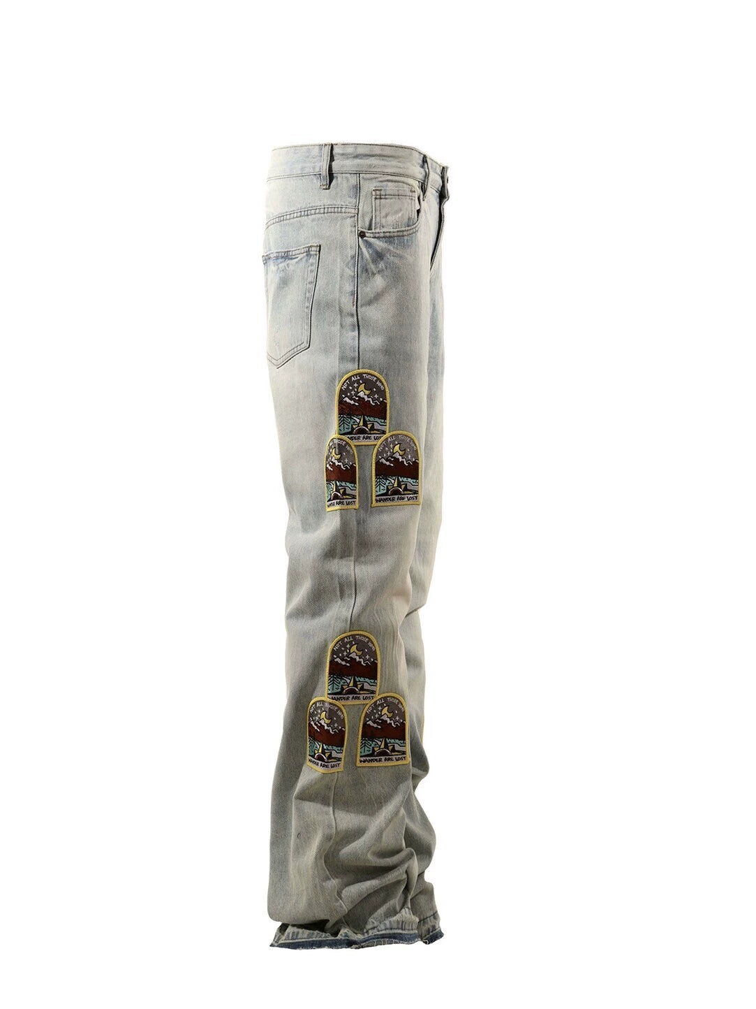 Untold Snow Mountain Embroidered Bootcut Jeans