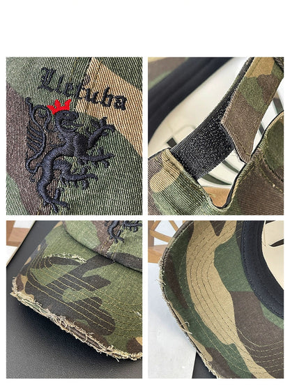 Distressed Embroidered Military Cap