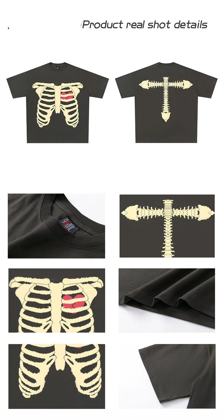 Mourning Bone Spine Skull Vintage T-Shirt