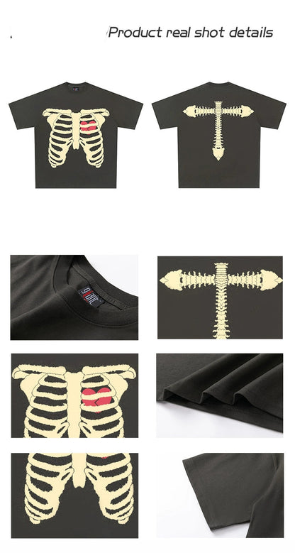 Mourning Bone Spine Skull Vintage T-Shirt