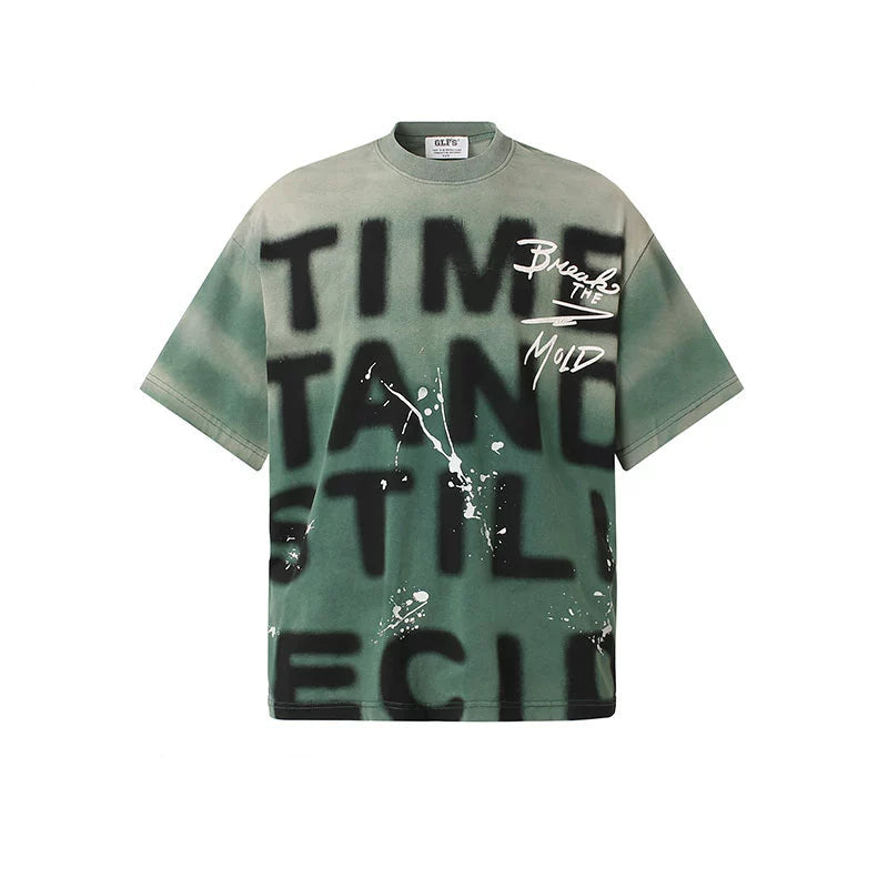 Ink Splash Letter Print T-Shirt