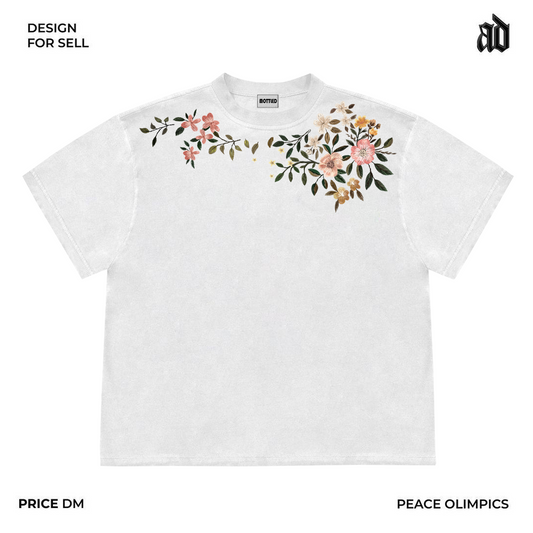 Only do cost-effective things! Literary floral branches, design sense, American youth, lazy style, loose short-sleeved T-shirt