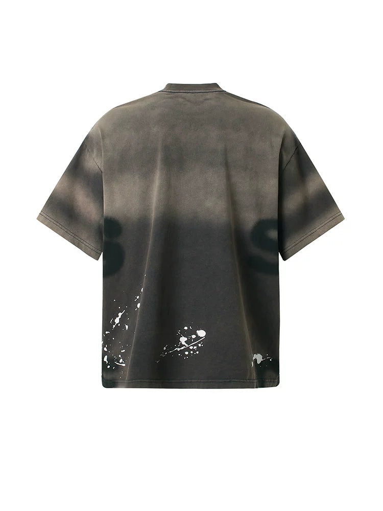 Ink Splash Letter Print T-Shirt