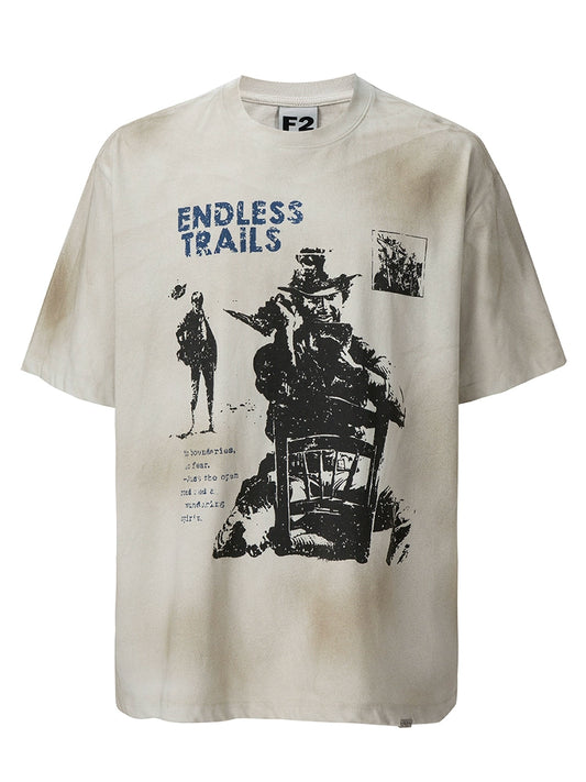Distressed Mud Dye Printed Tee