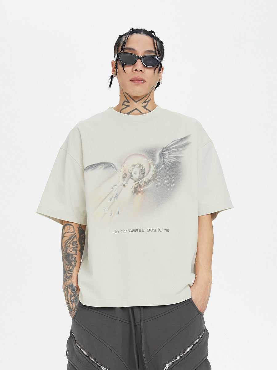 Angel Noise Print Vintage T-Shirt