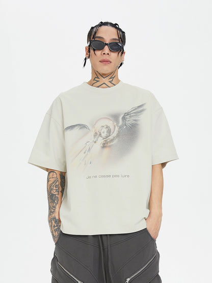 Angel Noise Print Vintage T-Shirt