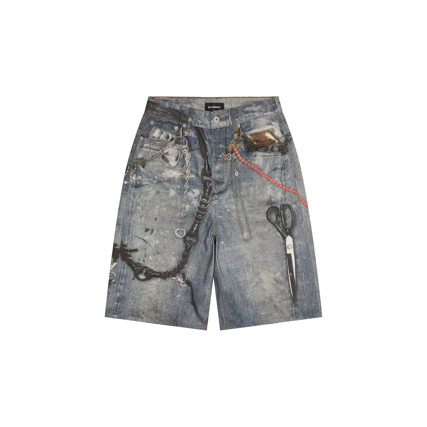 Untold Graffiti Design Denim Shorts