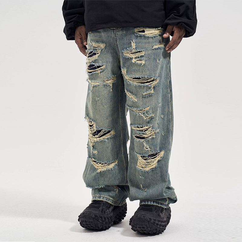 UNTLD Destroyed Double-Layer Dad Jeans
