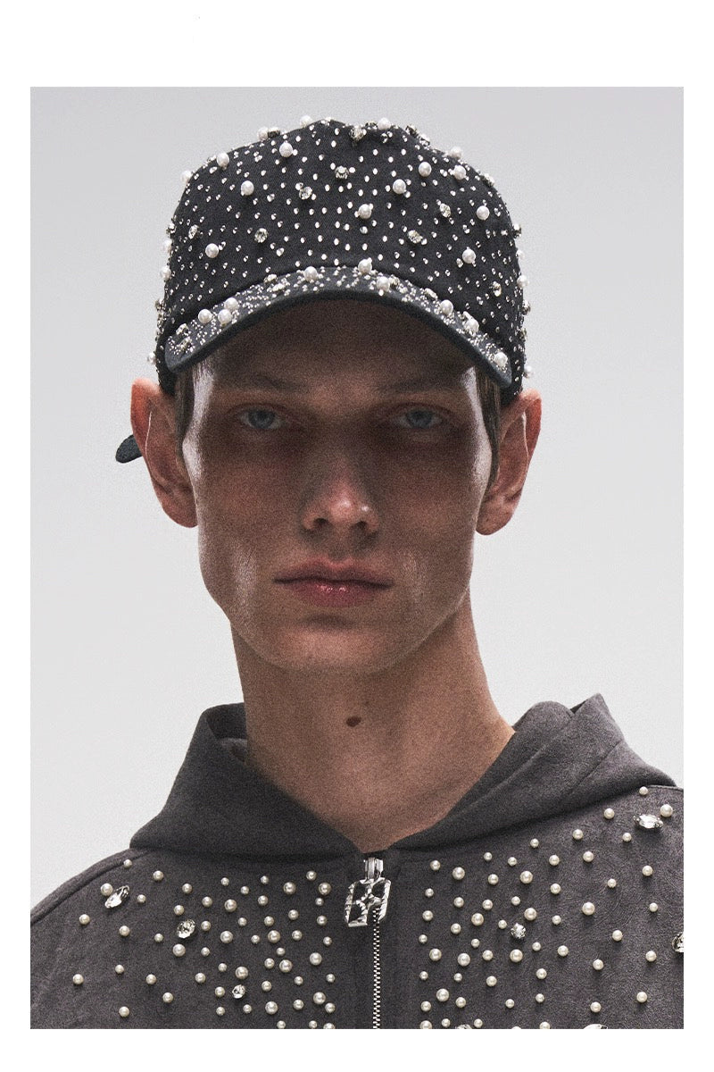 PREMIUM PEARL AND RHINESTONES BASEBALL CAP