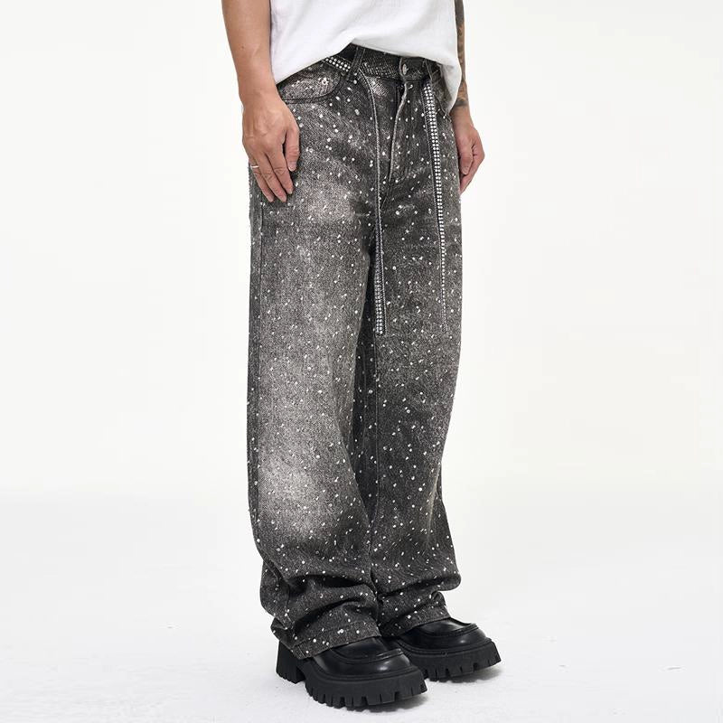 Untold Diamond Washed Distressed Straight Jeans