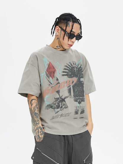 F2CENTER Retro Graphic Print Tee