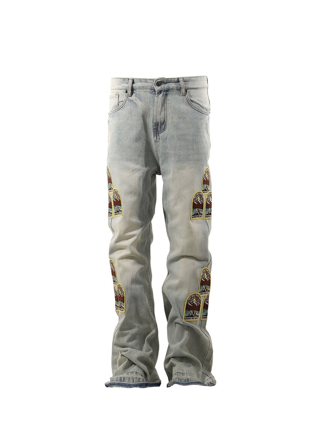 Untold Snow Mountain Embroidered Bootcut Jeans