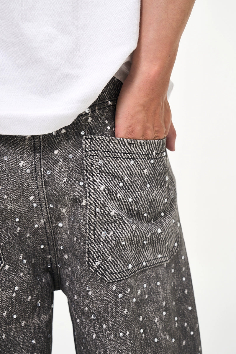 Untold Diamond Washed Distressed Straight Jeans