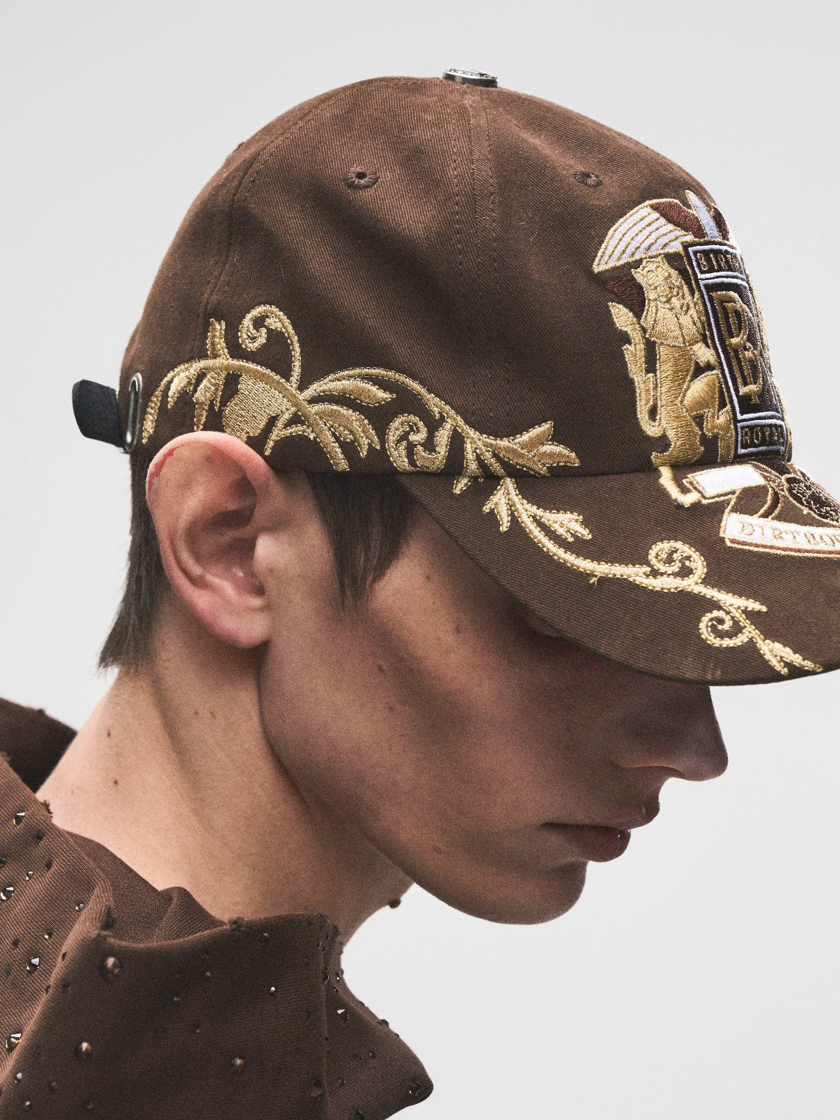 Double Lion Vine Embroidered Cap
