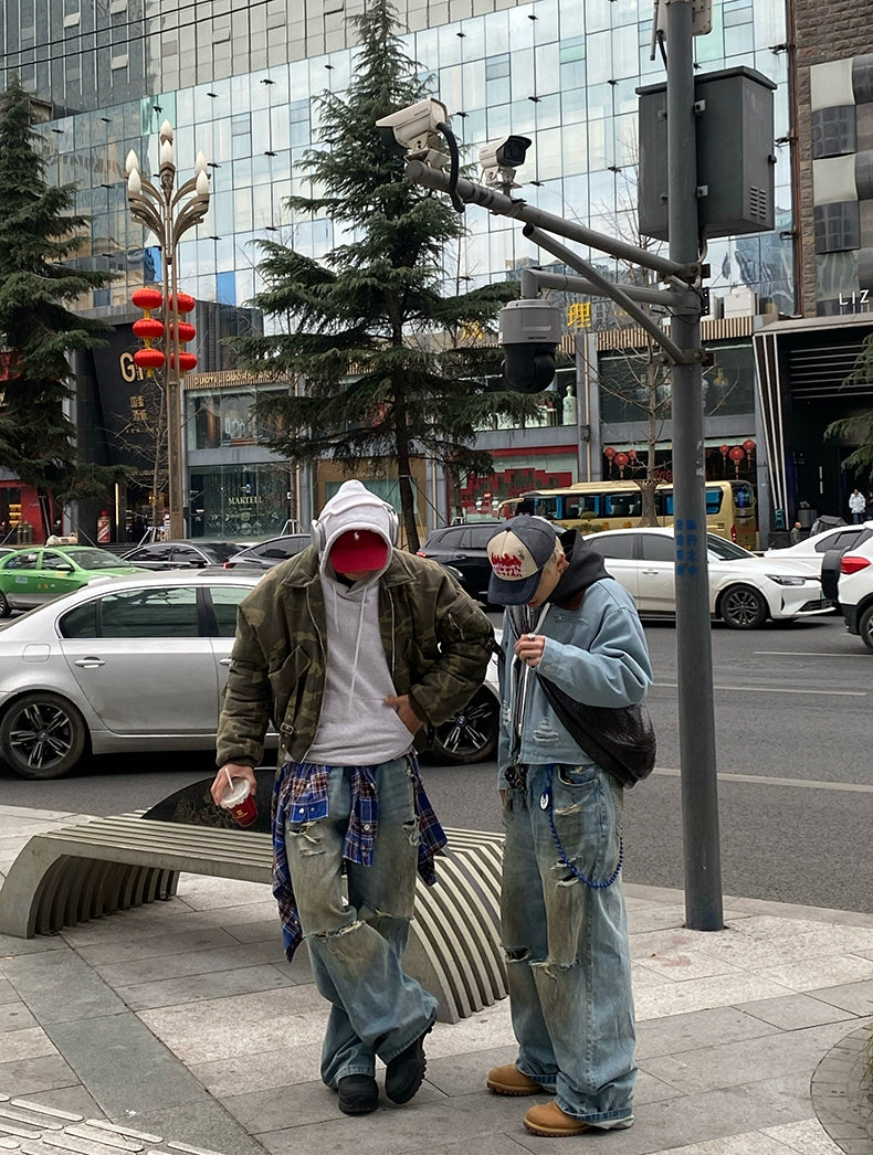 Distressed Ripped Baggy Denim Jeans
